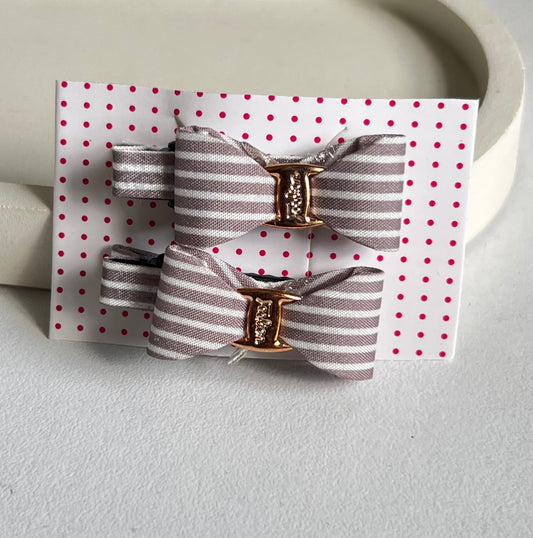 Pinteresty Bow Clip  ( 2 Pieces) - Beige