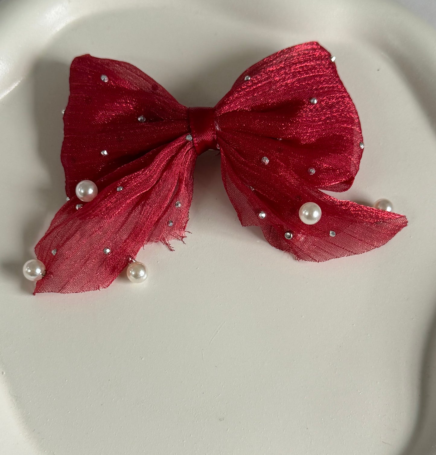 Pretty Bow Hair Clip - Maroon