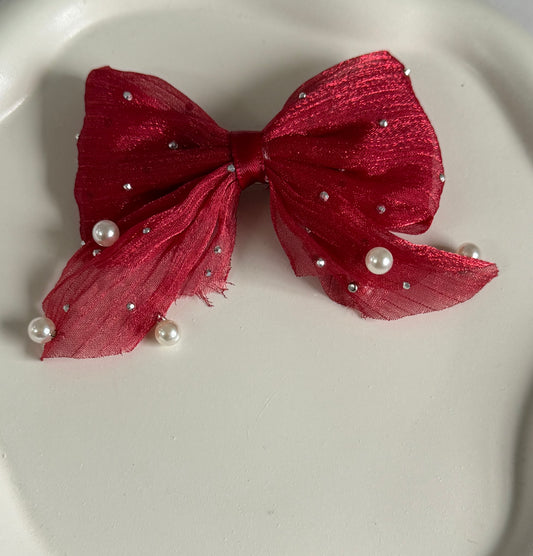 Pretty Bow Hair Clip - Maroon