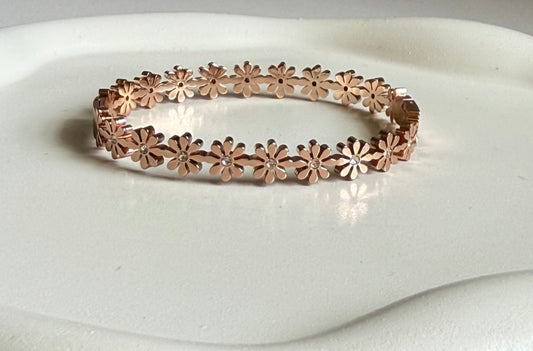 Rose Gold Petal Kada Bracelet- Anti- Tarnish - Regular Size