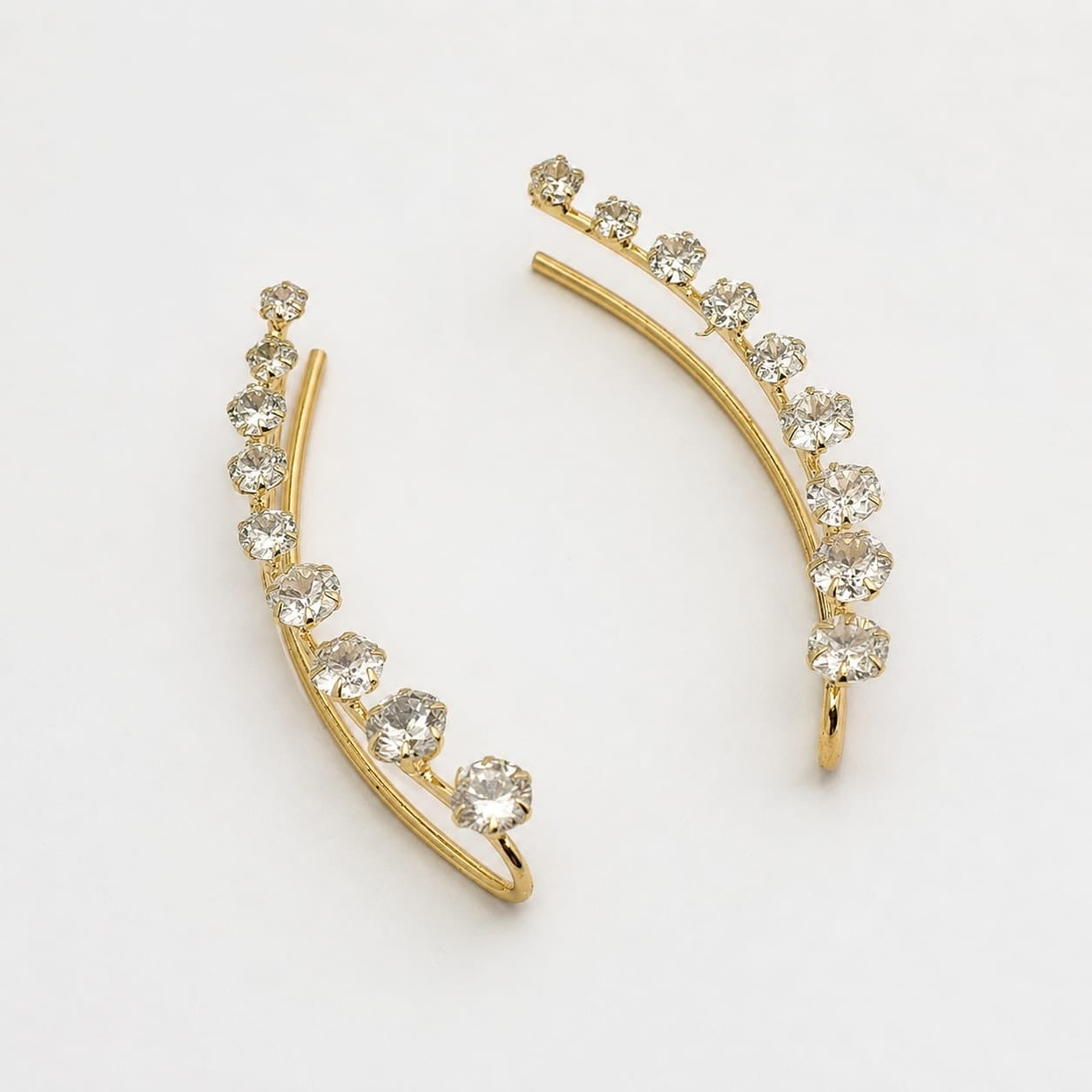 Twinkle Arc Anti-Tarnish Ear Climber Earrings ( Pair)
