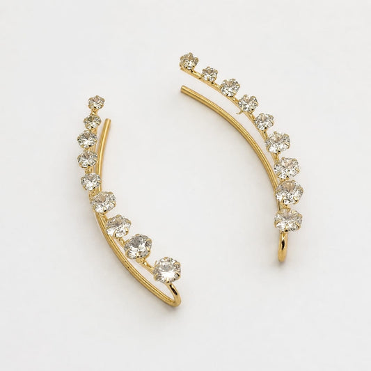 Twinkle Arc Anti-Tarnish Ear Climber Earrings ( Pair)