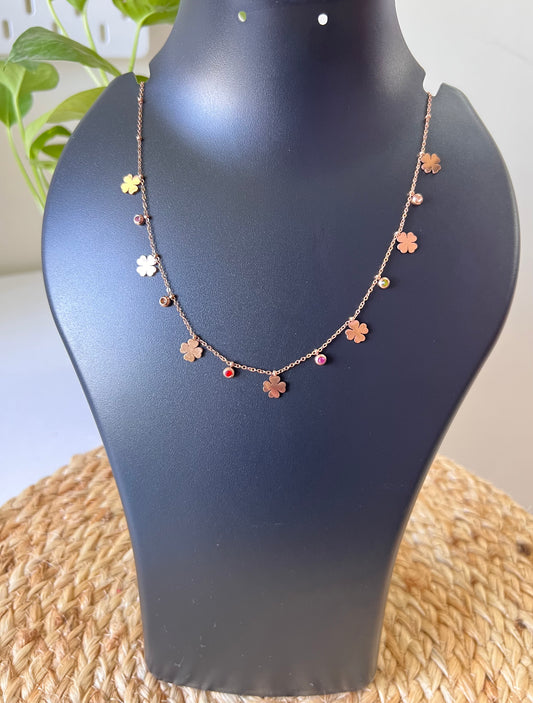 Lucky Charm - Mini Clover Rose Gold Neck Chain