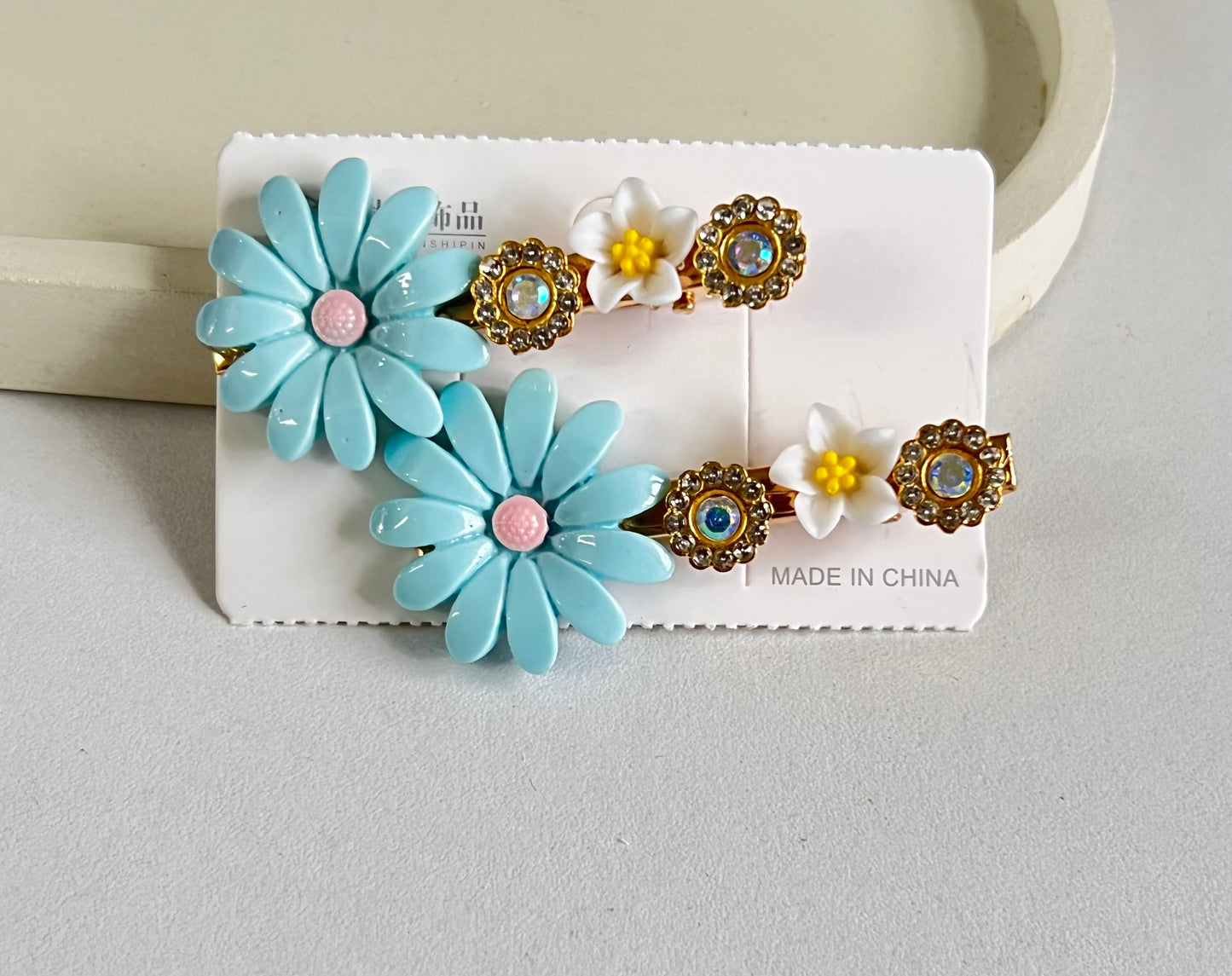 Korean Style Petal Grace Clips ( 2 Pieces) - Blue