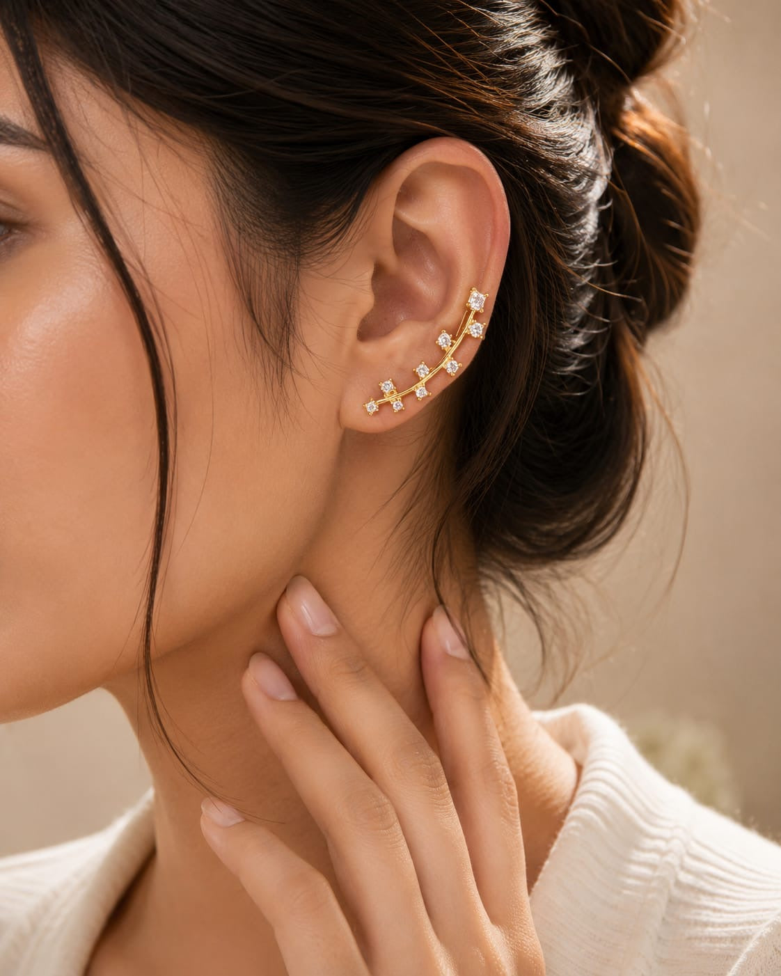 Luna Spark Anti-Tarnish Ear Climber Earrings (Pair)