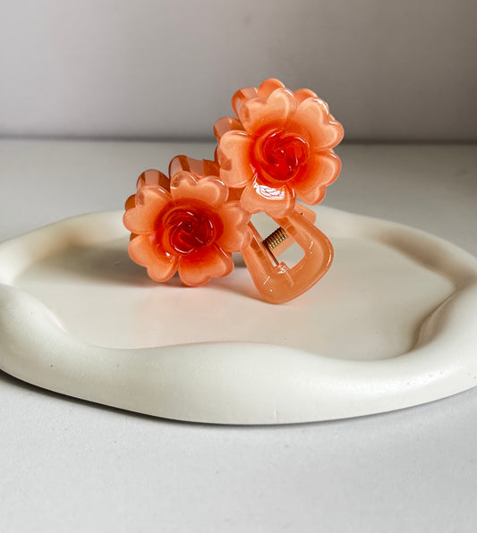 Trendy Double Flower Claw Clip - Orange