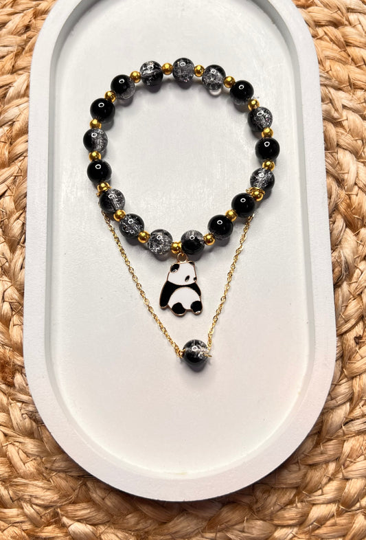 Cute Panda Beaded Chain Bracelet