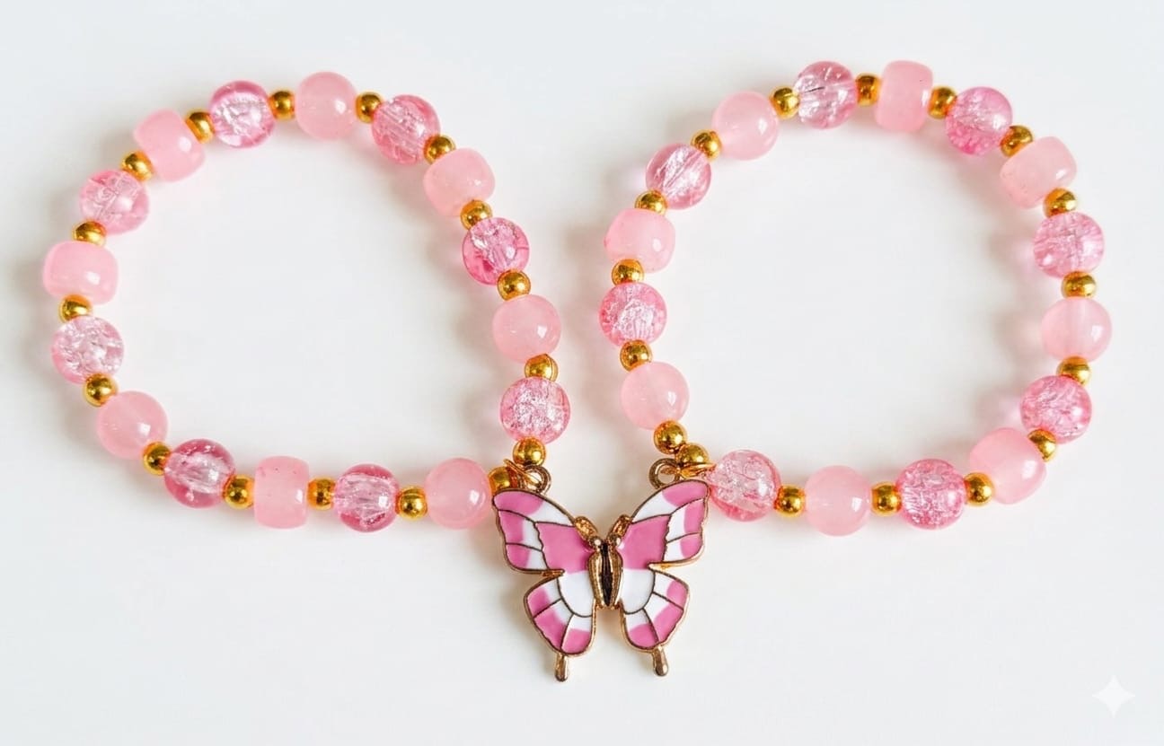 Fly Together Pink Magnetic Butterfly Matching Best Friend Bracelets ( Pack of 2)