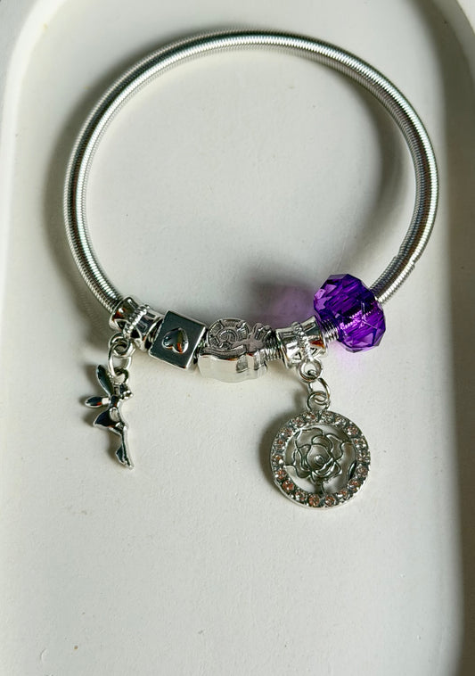 Blooming with Fairy Pandora Style Charm Bracelet