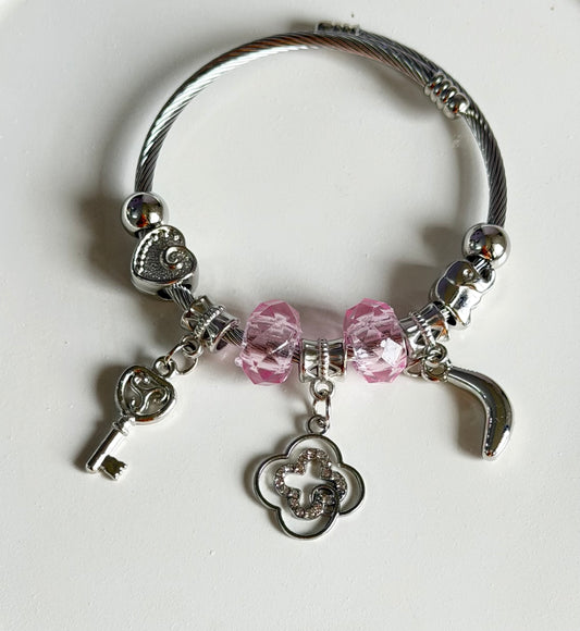 Cupid Blush Adjustable Pandora Style Charm Bracelet