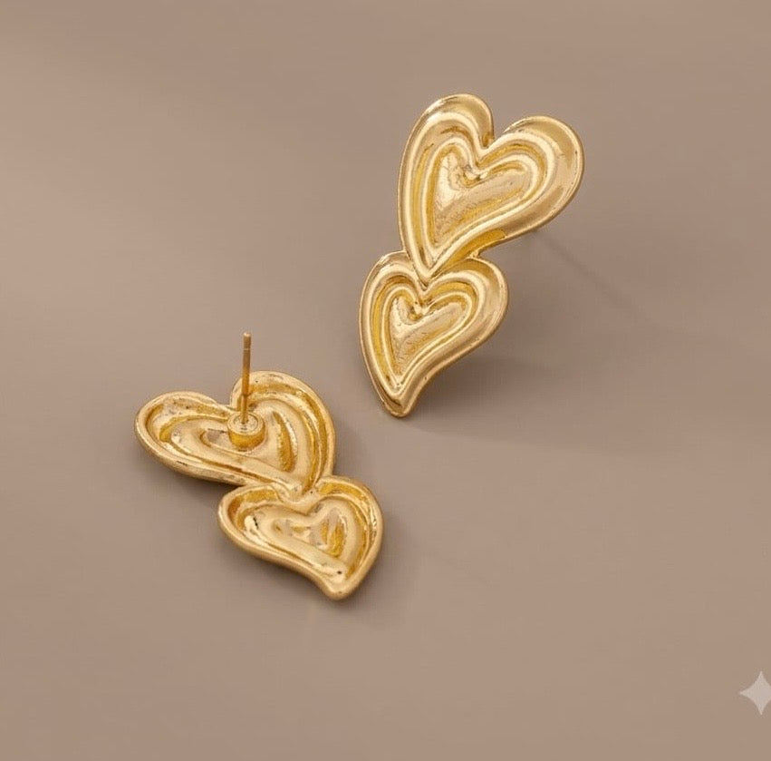 The Double Puffed Heart Anti Tarnish Earrings