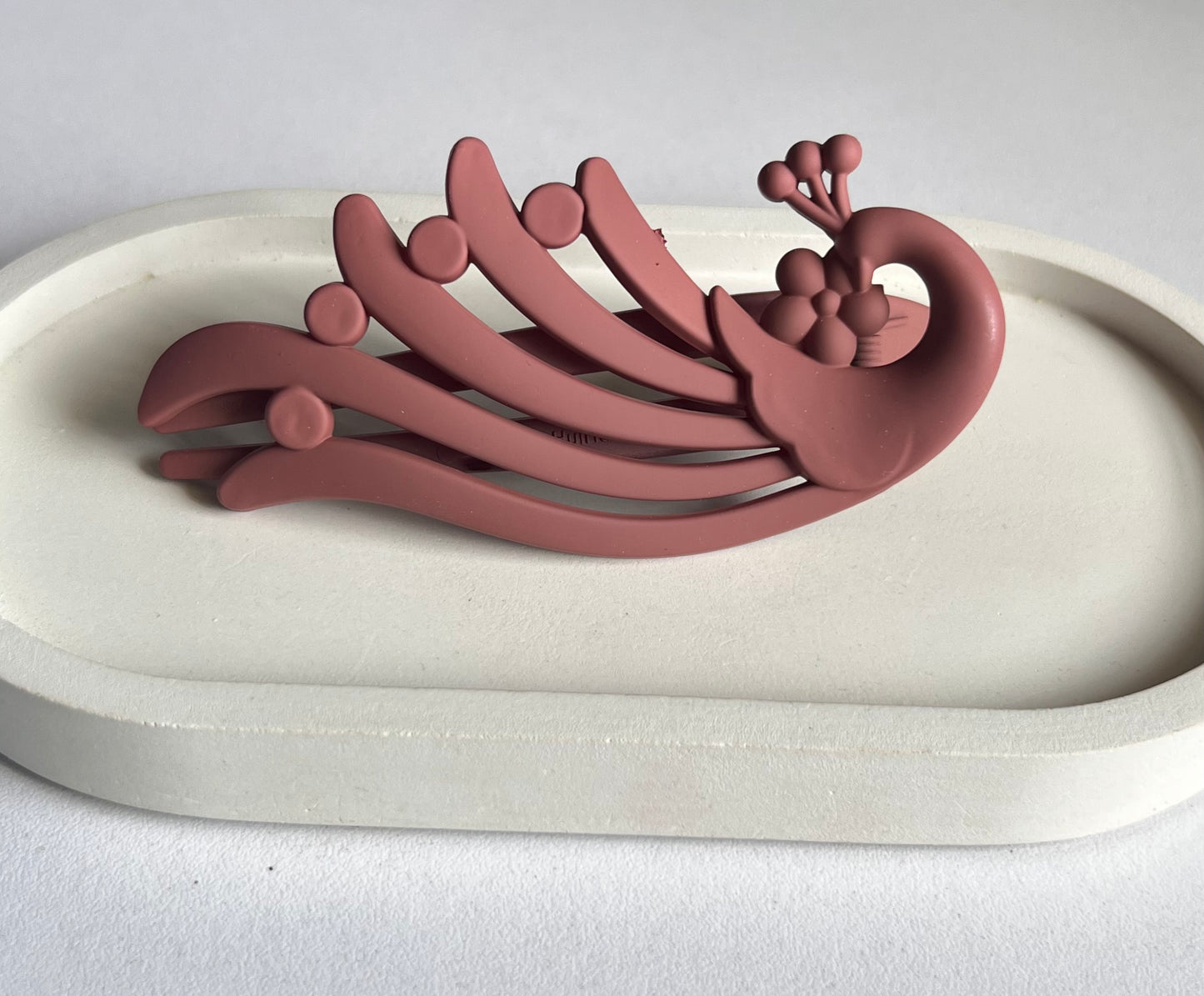 Peacock Elegance Hair Clip - Muted Pink