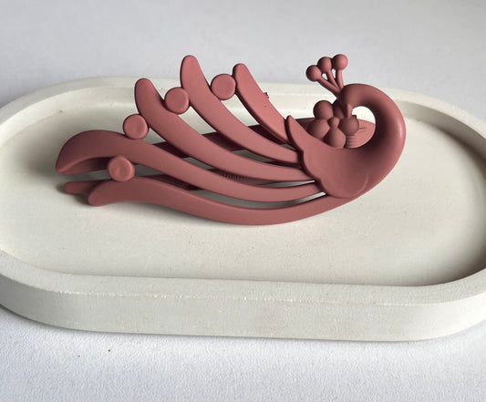 Peacock Elegance Hair Clip - Muted Pink