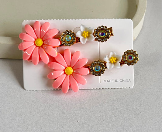 Korean Style Petal Grace Clips ( 2 Pieces) - Pink