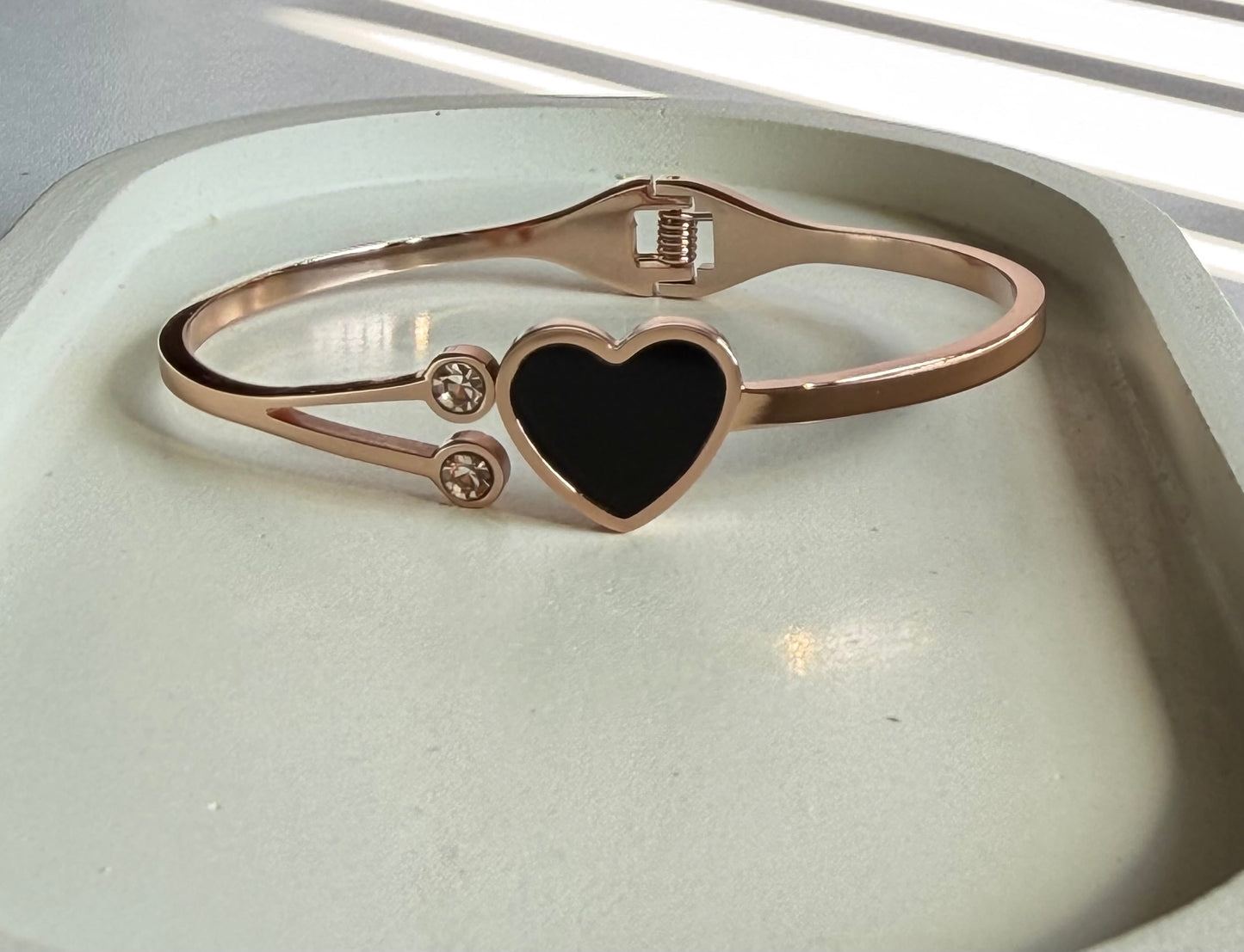 Midnight Heart Anti-Tarnish Kada Bracelet - Regular Size