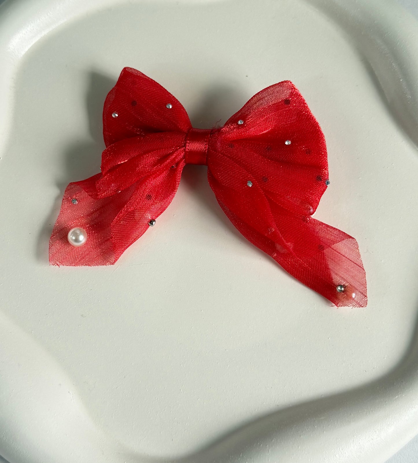 Pretty Bow Hair Clip - Red