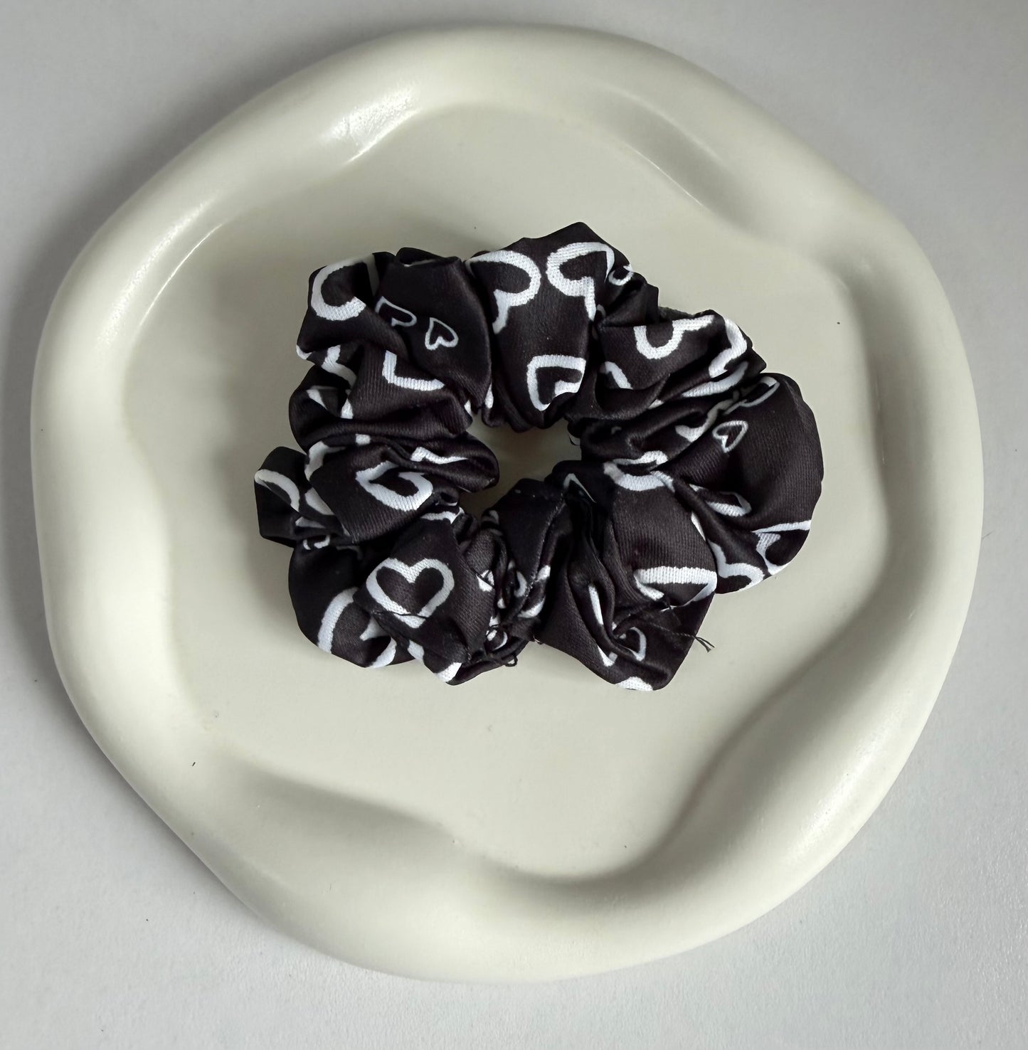 Midnight Heart Satin Scrunchie