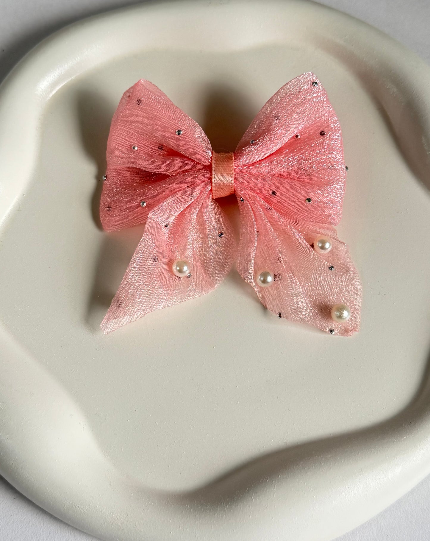 Pretty Bow Hair Clip - Peach