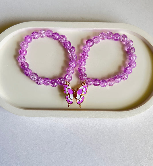 Twin Wings - Purple Magnetic Butterfly- BFF / Couple Bracelets