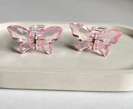 Twin Wings Mini Butterfly Hair Clips (2 Pieces) -  Light Pink