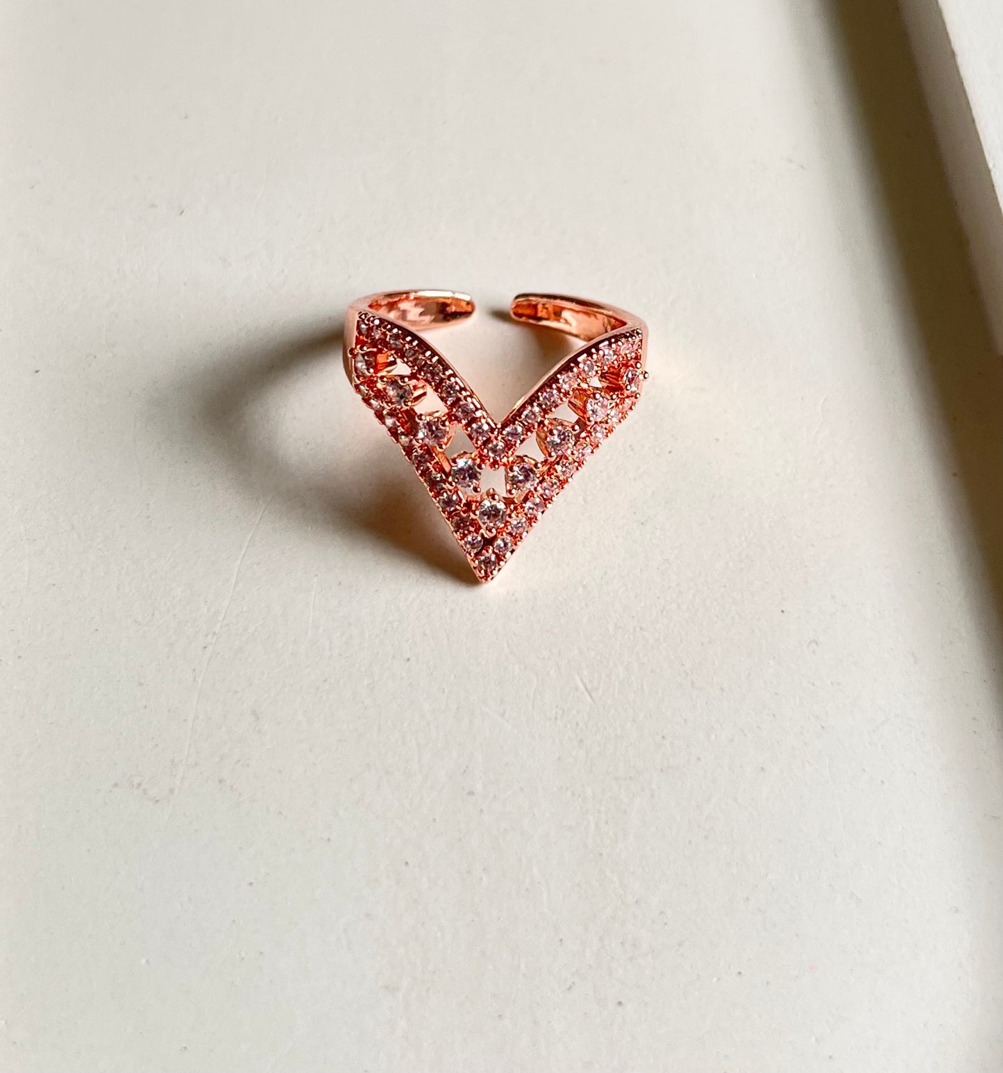 V Luxe Rose Gold Ring-Anti-Tarnish & Adjutable