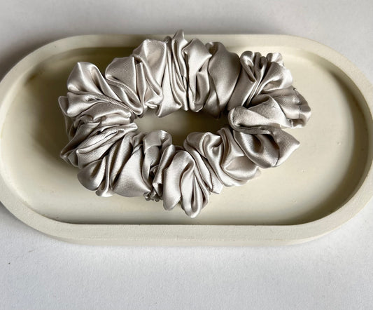 Soft Elegance Satin Scrunchies - Light Grey