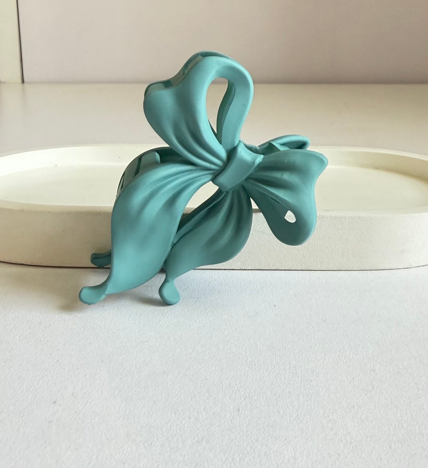 Sweetheart Bow Medium Size Claw Clip - Teal