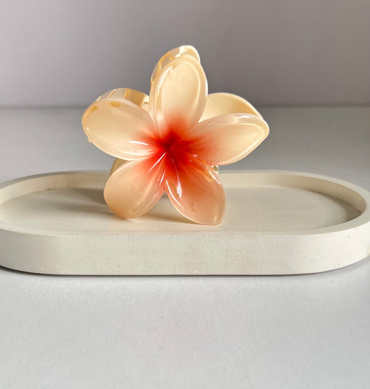 Flora Lock Claw Clip - Beige Red