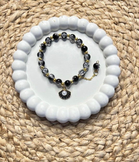 Korean Style Black Shiny Pearl Shell Bracelet