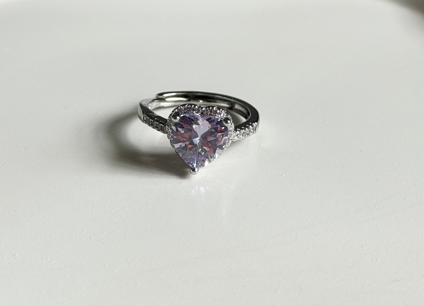 Royal Purple Heart Ice Cut Anti Tarnish Adjustable Ring