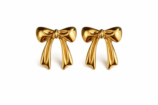 Luxe Ribbon Anti Tarnish Bow Earrings