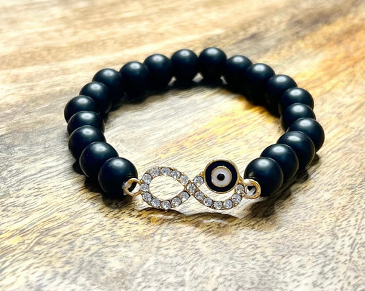Trendy Black Evil Eye Infinity Bracelet