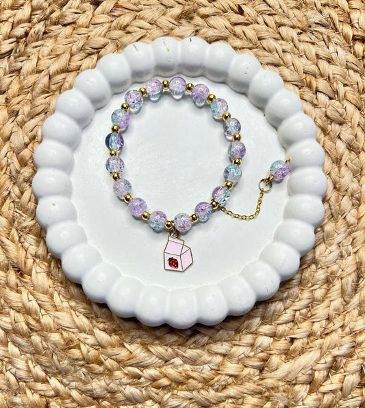 Korean Style Purplish Pink Strawberry Milk Bracelet