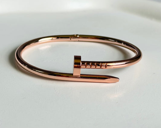 Trendy Tarnish Free Rose Gold Nail Bracelet - Baby Size ( Lean Wrist Fit)