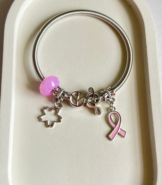 Feminine Pink Pandora Style Charm Bracelet