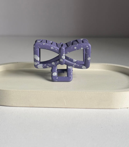 Sweet Polka Bow Claw Clip - Muted  Purple