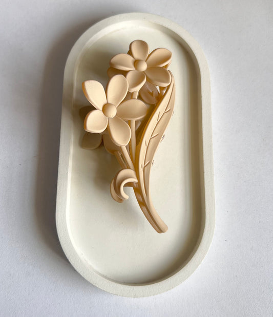 Floral Duo Hair Clip - Beige