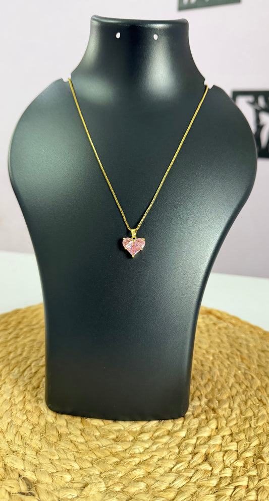 Dainty Pink Heart Anti Tarnish Neck Chain