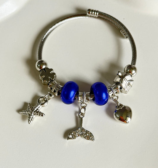 Ocean Kissed Adjustable Pandora Style Charm Bracelet