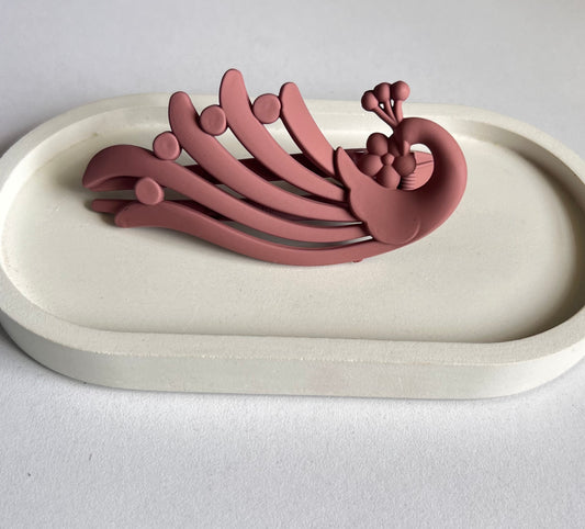 Peacock Elegance Hair Clip - Mauve Pink