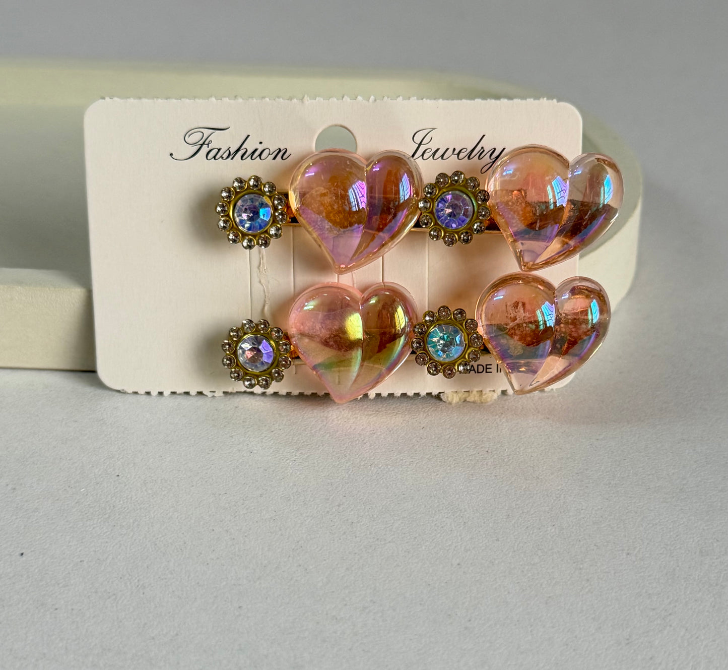 Korean Cute Peach Hair Clips Pack of 2 - Ivory