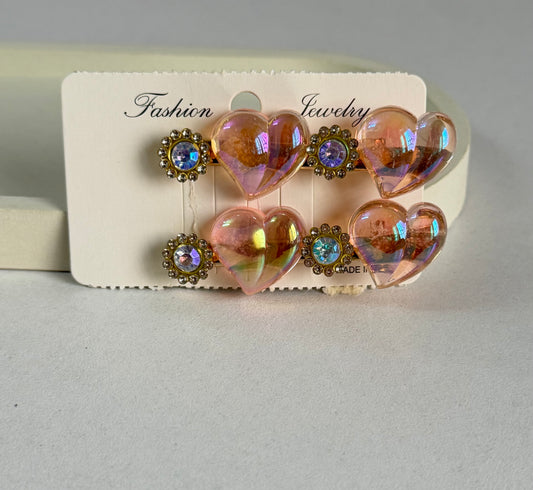 Korean Cute Peach Hair Clips Pack of 2 - Ivory