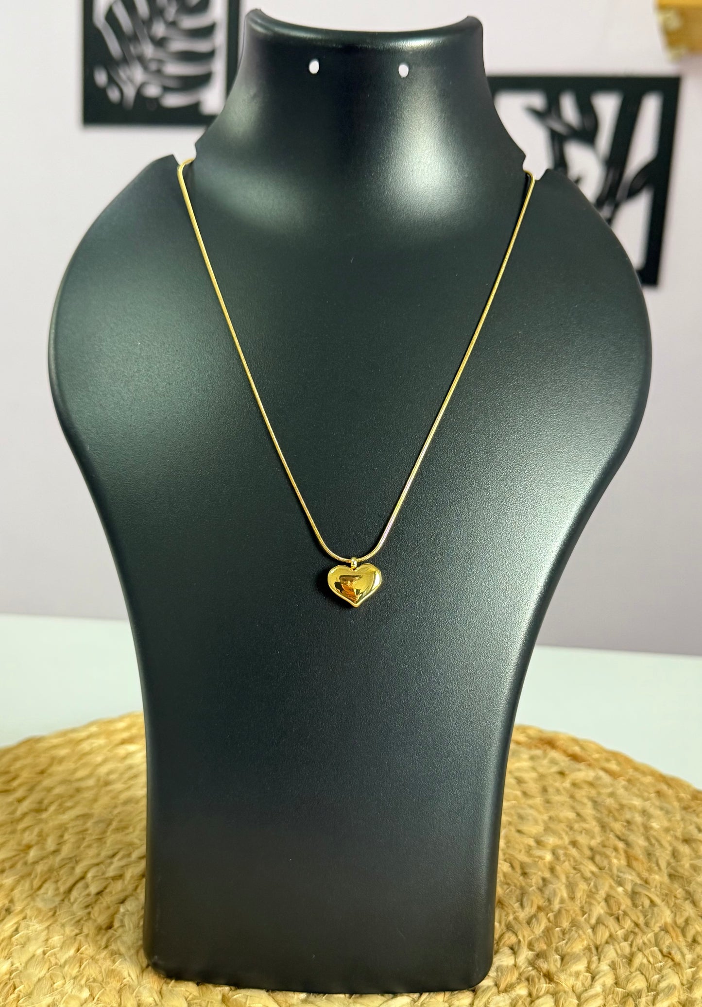 Dainty Puffy Heart Anti Tarnish Neck Chain
