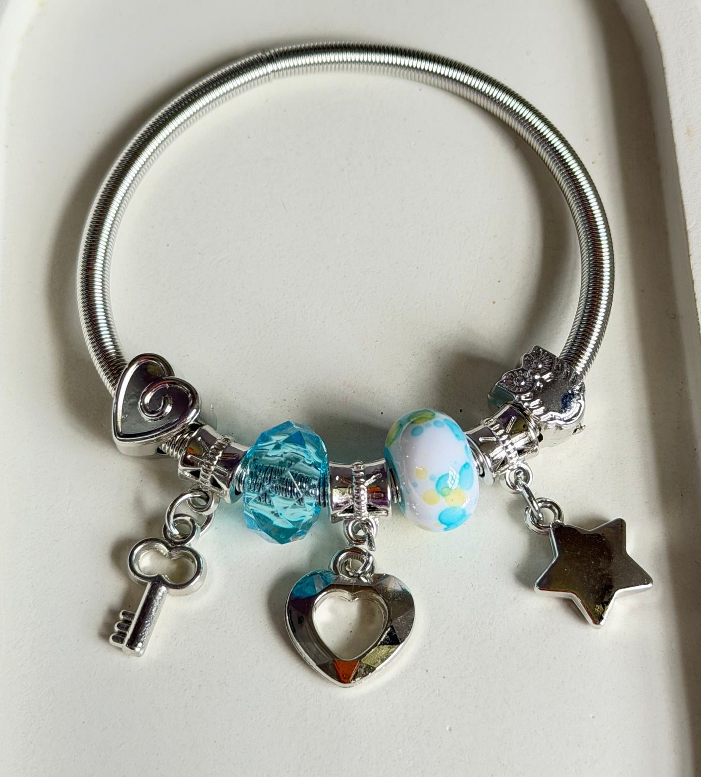 Starlight & Teal Pandora Style Charm Bracelet