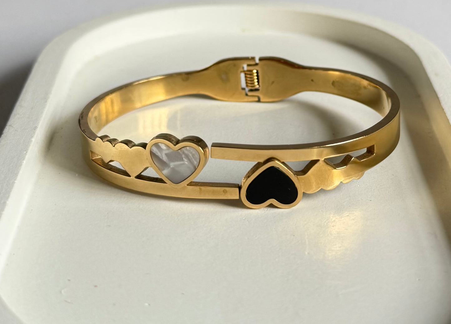 The Monochrome Hearts Anti Tarnish Kada Bracelet - Regular Size