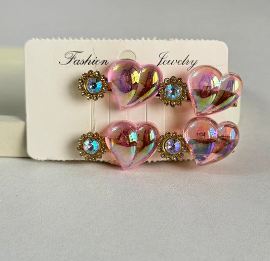 Korean Cute Peach Hair Clips Pack of 2 - Pink