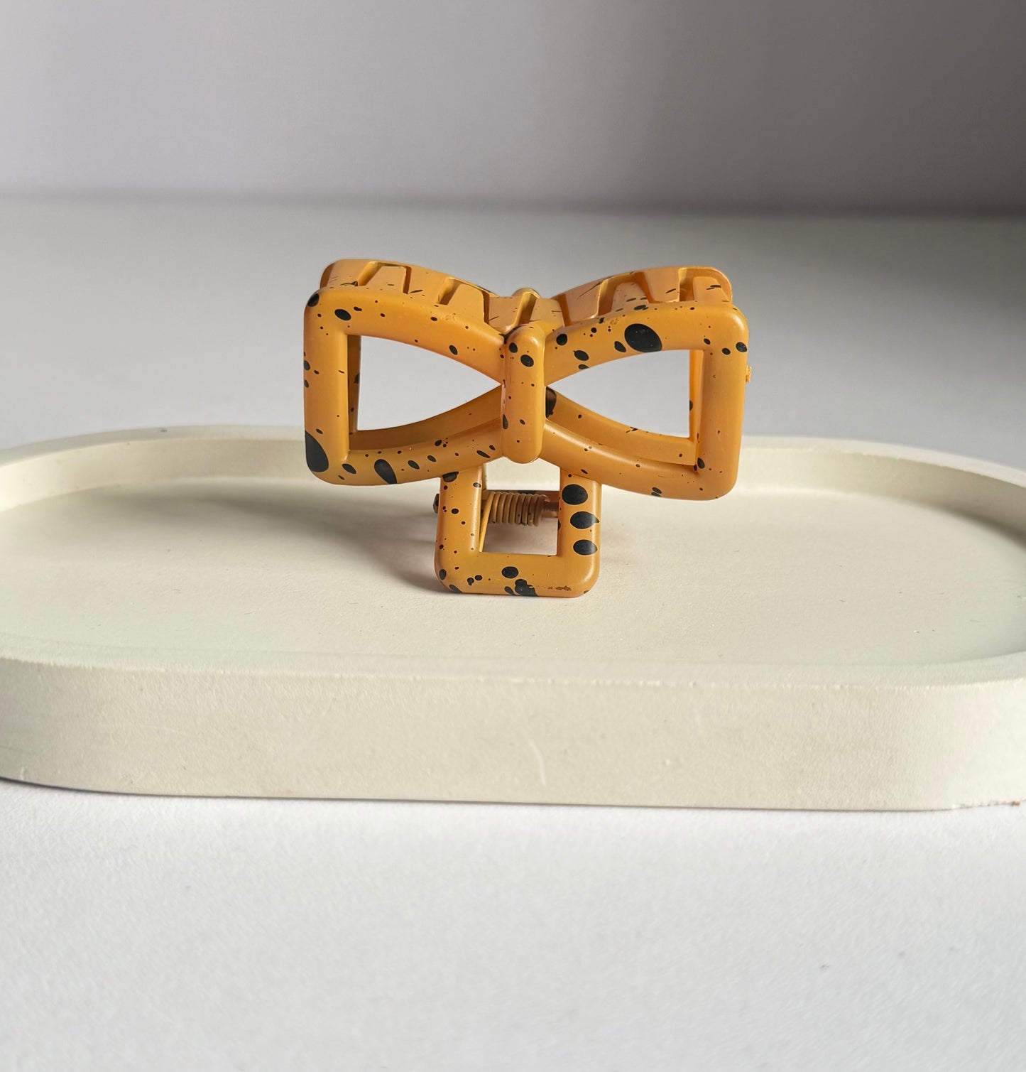 Sweet Polka Bow Claw Clip - Yellow