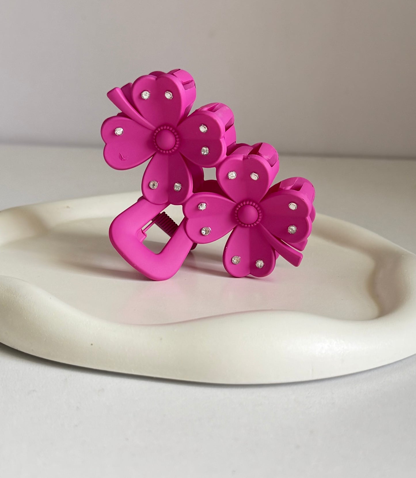 Fortune Flower Claw Clip - Dark Pink