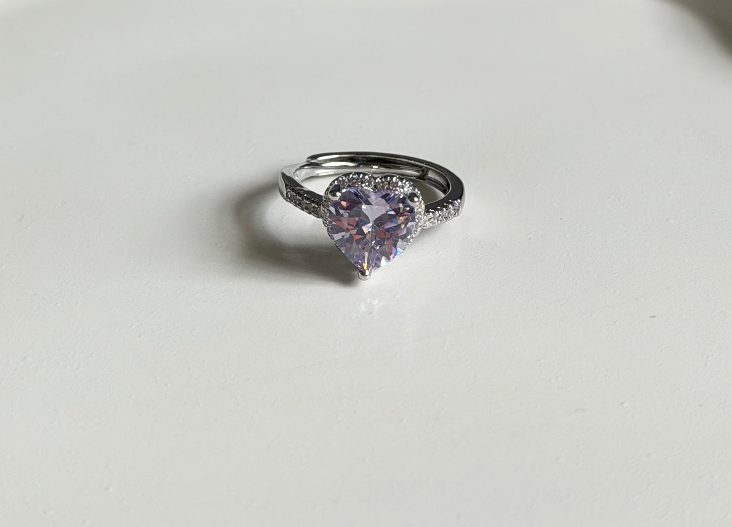 Royal Purple Heart Ice Cut Anti Tarnish Adjustable Ring