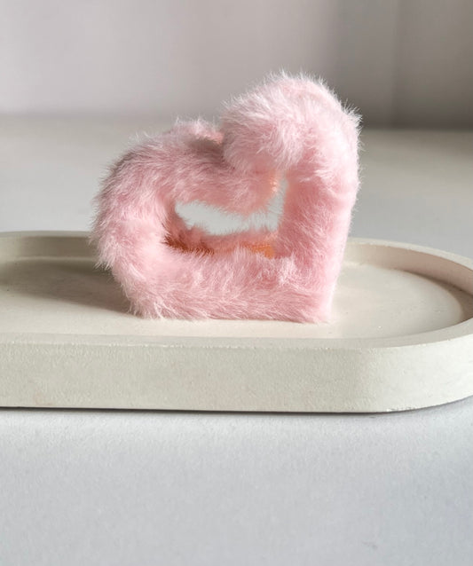 Furry Heart Claw Clip - Pink